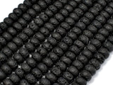 Black Lava Beads, 5x8mm Rondelle Beads-BeadBasic