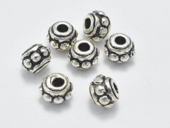 6pcs 925 Sterling Silver Beads-Antique Silver, 4.6mm Rondelle-BeadBasic