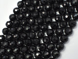 Black Tourmaline Beads, 8mm (8.4mm) Faceted Round-BeadBasic