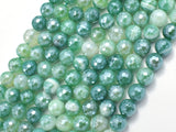 Mystic Coated Banded Agate-Green, 8mm Faceted Round-BeadBasic