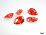 CZ beads, Faceted Pear, Pointed Back, 7x10mm-BeadBasic