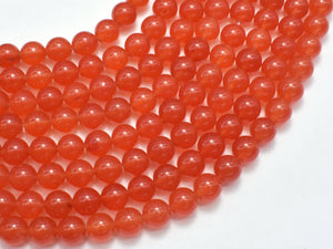 Jade - Orange Red, 8mm Round-BeadBasic