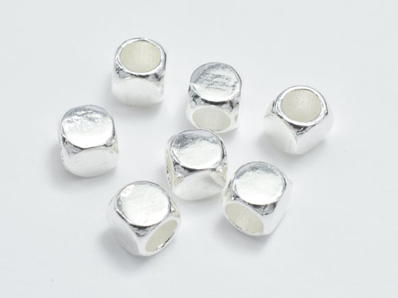 6pcs 925 Sterling Silver Beads, 4mm Cube Beads-BeadBasic