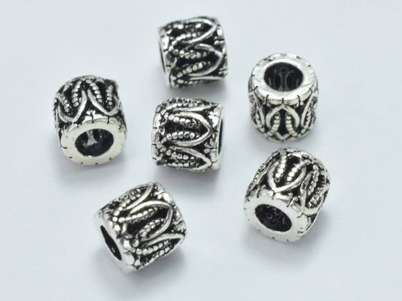 4pcs 925 Sterling Silver Beads-Antique Silver, 5x4.8mm, Tube Beads, Spacer Beads-BeadBasic