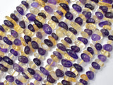 Mixed Quartz- Amethyst, Citrine, 5mm-10mm Pebble Chips Beads-BeadBasic