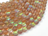 Matte Mystic Aura Quartz-Smoky Brown, 8mm (8.5mm) Round-BeadBasic