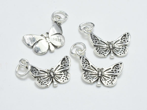 2pcs 925 Sterling Silver Charms-Antique Silver, Butterfly Charm, 14x10mm-BeadBasic