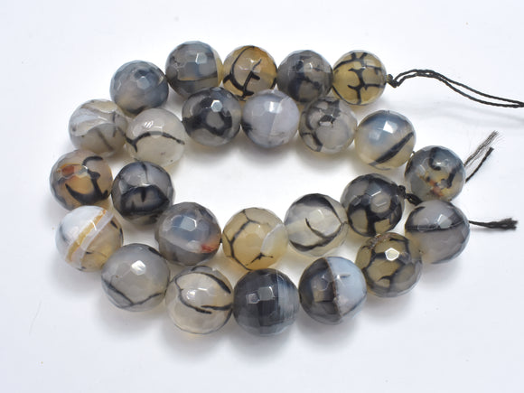 Dragon Vein Agate Beads, 16mm Faceted Round Beads-BeadBasic