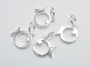 2pcs 925 Sterling Silver Charms, Fish Charms, 10x8mm-BeadBasic