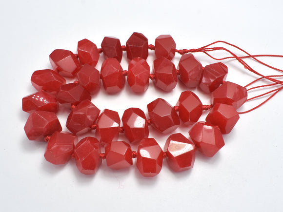 Jade Beads-Red, Approx. 12x16mm Faceted Nugget-BeadBasic