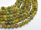 Dragon Vein Agate Beads-Green, 6mm (6.5mm) Round-BeadBasic