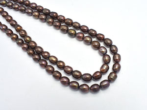 Fresh Water Pearl Beads, Brown, 6.5x7.5mm Rice Beads-BeadBasic