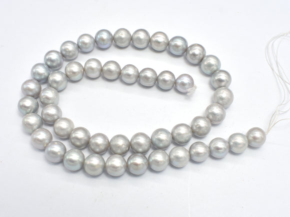 Fresh Water Pearl Beads-Silver, 8.5-9.5mm Round-BeadBasic