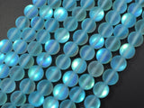 Matte Mystic Aura Quartz-Aqua Blue, 6mm (6.5mm) Round-BeadBasic