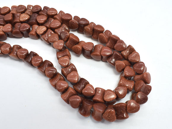 Goldstone Beads, 7.8x9.5mm Heart Beads-BeadBasic