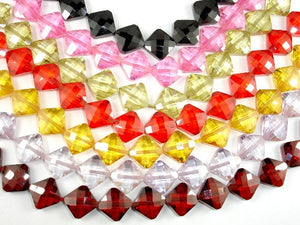 CZ bead, 9 x 9mm Faceted Diamond-BeadBasic