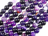 Banded Agate Beads, Purple, 8mm(8.5mm) Round-BeadBasic
