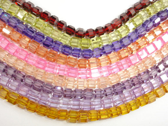 CZ beads, 6 x 6mm Faceted Cube-BeadBasic