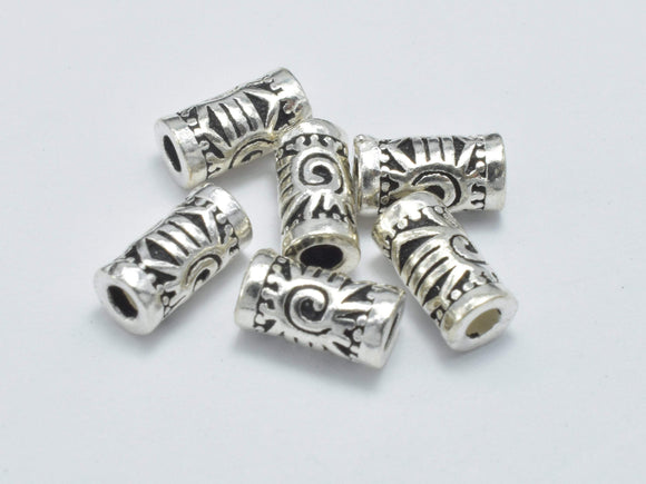 4pcs 925 Sterling Silver Beads-Antique Silver, 3.5x6.6mm Tube Beads-BeadBasic