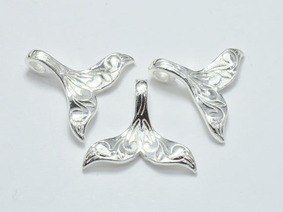 1pc 925 Sterling Silver Charm, Whale Tail, Mermaid Tail, Silver Pendant, 21x17mm-BeadBasic