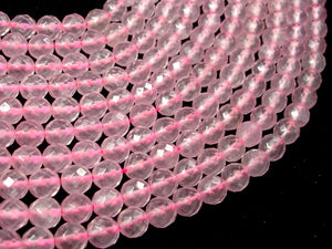 Rose Quartz, 8 mm Faceted Round Beads-BeadBasic