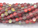 Matte Mystic Aura Quartz-Red, Rainbow, 6mm (6.3mm) Round-BeadBasic