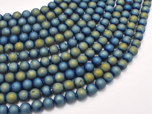 Druzy Agate Beads, Blue Gold Geode Beads, 6mm (6.4mm)-BeadBasic
