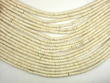 White Howlite Beads, 2x4mm Heishi Beads-BeadBasic