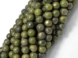 Epidote-Pyrite Inclusion, 6mm(6.3mm) Round beads-BeadBasic