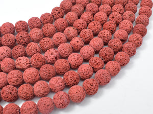 Red Lava Beads, 10mm Round Beads-BeadBasic