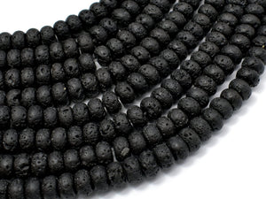 Black Lava Beads, 5x8mm Rondelle Beads-BeadBasic