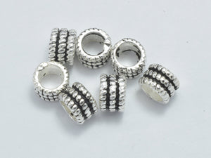 8pcs 925 Sterling Silver Beads-Antique Silver, 4.8x3.4mm Tube Beads-BeadBasic