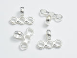 4pcs 925 Sterling Silver Connector, 11.5x8.8mm, Loop 4.8mm, Loop Hole 3.5mm, 3 Small hole 2.5mm-BeadBasic