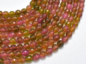 Watermelon Tourmaline Jade Beads - Multicolor, 8mm Faceted Round-BeadBasic