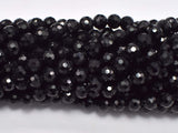 Black Tourmaline Beads, 6mm (6.6mm) Faceted Round-BeadBasic