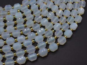 Blue Chalcedony Agate Beads, 8mm Faceted Prism Double Point Cut-BeadBasic