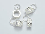 4pcs 925 Sterling Silver Charms, 6.5mm Tube Bail-BeadBasic