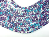 Rain Flower Stone Beads, Blue, Purple, 8mm Faceted Round Beads-BeadBasic