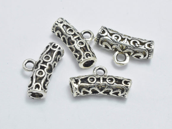 4pcs 925 Sterling Silver Bead Connector-Antique Silver, Filigree Round Tube, 12.5x4mm-BeadBasic