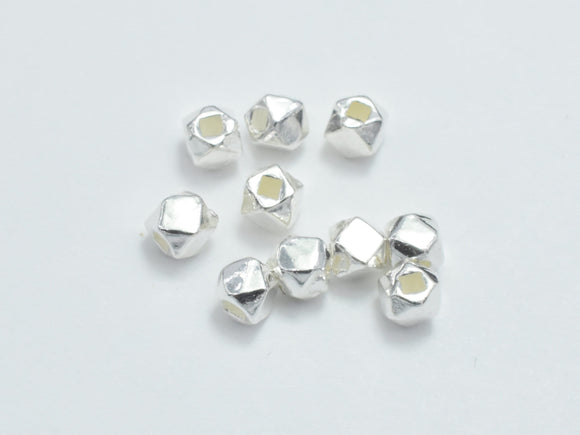 10pcs 925 Sterling Silver Beads, 2.5mm Faceted Cube-BeadBasic