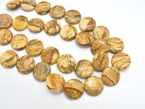 Picture Jasper Beads, 25mm Coin Beads-BeadBasic