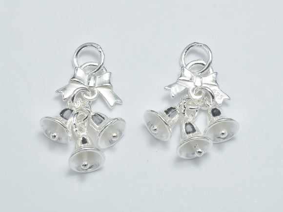 1pc 925 Sterling Silver Charm, Bell Charm, Approx. 21x12mm, 6mm Bell-BeadBasic