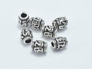 10pcs 925 Sterling Silver Beads-Antique Silver, Drum Beads, Spacer Beads, 4x5mm-BeadBasic