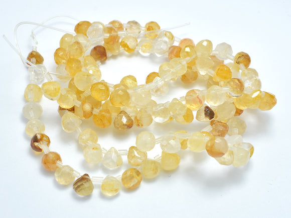 Yellow Quartz Beads, 7.5mm Faceted Teardrop Beads-BeadBasic