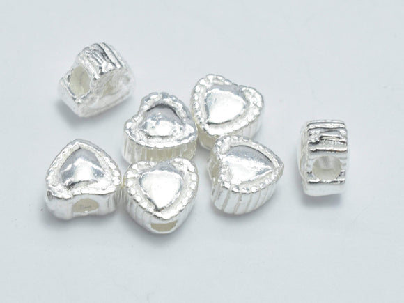 4pcs 925 Sterling Silver Beads, 5x4.6mm Heart Beads-BeadBasic