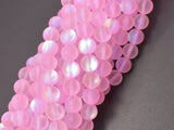 Matte Mystic Aura Quartz-Pink, 8mm (8.5mm) Round-BeadBasic