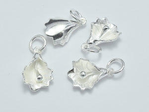 2pcs 925 Sterling Silver Charms, Flower Charms, 14x10mm-BeadBasic