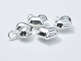 1pcs 925 Sterling Silver Charm, Heart Charm, 12x10mm-BeadBasic