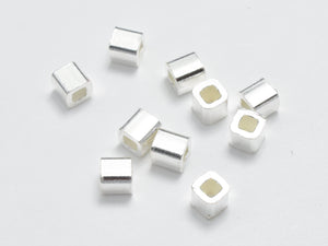 20pcs 925 Sterling Silver Beads, 2.5x2.5mm Cube Beads-BeadBasic