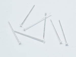 20pcs 925 Sterling Silver Head Pin, 20mm, 0.6mm(23gauge)-BeadBasic